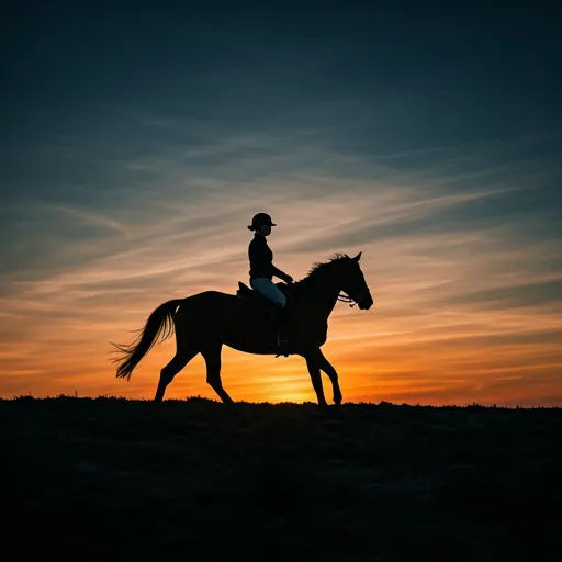 A rider silhouetted against a deep indigo and orange sunset sky — a backdrop for pre-wedding shoots.